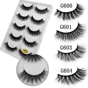 Faux Mink Lashes 5 Pairs Synthetic False Eyelash Suppliers 3d Silk Eyelash G800 G600 X3D H100