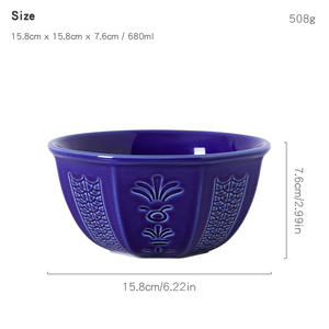 Tazón de Cerámica Personalizado Ecológico en Relieve de 6 Pulgadas, Estilo Bohemio, Azul Verde, para Ensaladas, Postres, Chocolate, Venta al por Mayor - Product Image 6