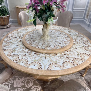 Juego de mesa de comedor redonda de 6 u 8 sillas de madera de estilo clásico italiano con <span class=keywords><strong>Susan</strong></span> perezosa - Product Image 3