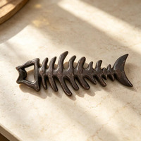 Décapsuleur vintage en fonte en forme d'arête de poisson, squelette de poisson rustique, décoration nautique côtière pour bar et cuisine, cadeau original pour pêcheur