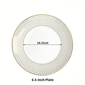 Plato de Cerámica de Porcelana Fina <span class=keywords><strong>con</strong></span> Incrustaciones Doradas, Plato Poco Profundo de Estilo Japonés, Diseño Minimalista, para Servir Filetes y Pasteles - Product Image 3