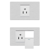 FIKO American Standard Prises et interrupteurs muraux 118 Type 15A Panneau de tréfilage en aluminium noir avec USB/Type-c