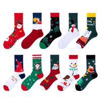 Chaussettes en coton drôles de Noël pour hommes et femmes Motif fantaisie confortable tricoté avec logo sur la manchette et le corps pour le printemps