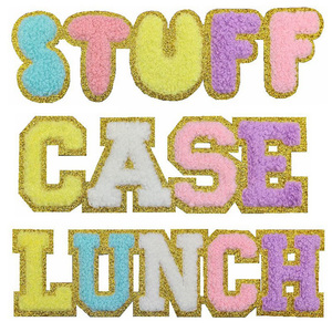 Patchs Alphabet paillettes grande taille Logo personnalisé broderie Chenille <span class=keywords><strong>Patch</strong></span> pour vêtements tissu matériel - Product Image 1