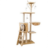 Arbre à chat d'intérieur 5 niveaux pour chats de grande taille avec lit, griffoir et système de sécurité mandibulaire - Vente en gros pour le commerce international