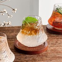 PFAS-vrij, loodvrij, food-grade, hoog borosilicaatglas, Fuji-bergvormig, aanpasbaar tumbler, met handgesneden reliëfstructuur