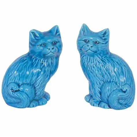 Ceramica personalizzata animale di ceramica Blu cat figurine