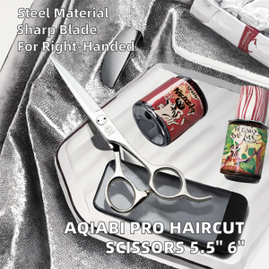 Tijeras de Peluquería Profesionales de 5.5\" y 6\" con Dientes Inversos 440C, Tijeras de Barbero Afiladas con Apoyo para Dedos para Adelgazar el Cabello - Product Image 2