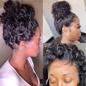 Peluca frontal de encaje HD, extensiones de cabello humano sin pegamento, pelucas frontales de encaje, cabello humano afro rizado a granel para trenzar, cabello para tejer, pre-arrancado - Product Image 3