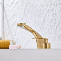 Robinet de lavabo élégant doré sur mesure, à poser sur le comptoir, style cascade, mitigeur en laiton à poignée unique pour salle de bain, vente en gros