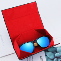 Logo personnalisé noir carré pliable lunettes coffret étui en verre dur en cuir Pu lunettes de soleil emballage lunettes étui pliant