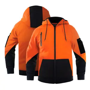 Orange Hi Vis Reflective Workwear Windproof Hi Visibility Zip Up Softshell Fabric Fashion Fleece Jacket Jacket For Men