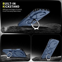 Lentille de caméra coulissante couverture robuste pour Redmi Note 14 Pro béquille rotative coque de téléphone coque arrière rigide avec porte-anneau bleu