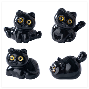 Resina in miniatura nero gatto all'ingrosso animali Mini figure giocattoli <span class=keywords><strong>fata</strong></span> giardino figurine 3d per bambini da collezione acquario decorazione - Product Image 5
