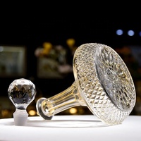 Carafe à vin en verre peint à la main de luxe N1 avec bordure dorée, design classique en diamant, gravure, bouteille à whisky sans plomb