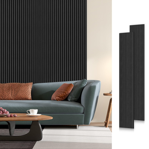 Premium Akupanel Roble negro con listón acústico de fieltro Paneles de pared de madera Panel de decoración de pared interior Chapa de madera de 3 lados - Product Image 2
