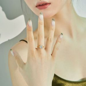 Anillos Antiestrés Dylam Fashion de Plata de Ley con Baño de Rodio y Oro de 18K, con Circonita Cúbica 5A de 0.5ct, Giratorios, para Uso Diario, para Mujer - Product Image 6