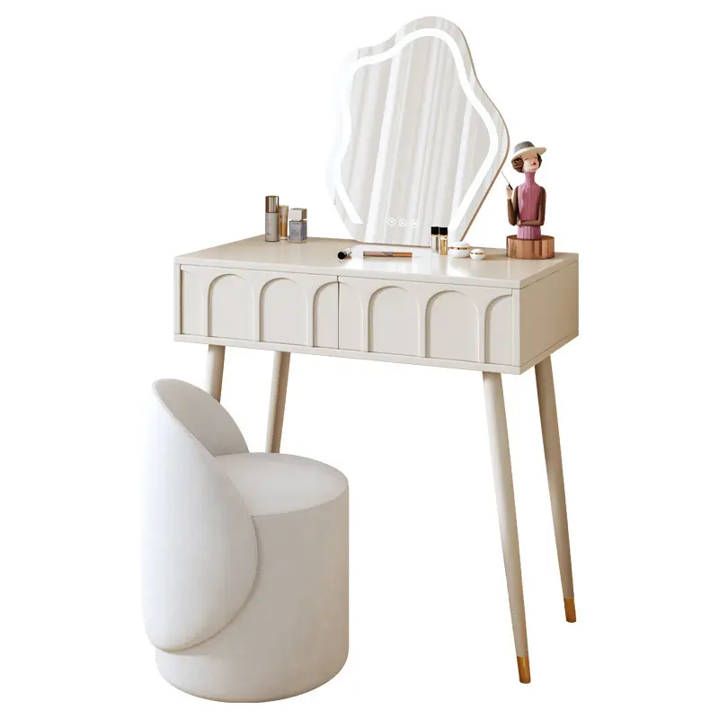 New Arrivals Light Luxury Wooden Dresser For Bedroom Vanity Table With Led Light Makeup Mirror Storage Bedroom Furniture