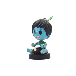 Hand-Painted Lord Krishna Makhanchor <b>Bobbleheads</b> Detailed Spiritual Showpiece for Home Temple, Office Desk, Car Dashboard & Gift - Product Image 4
