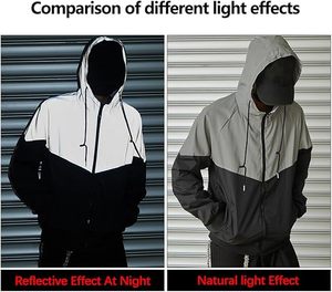 Custom <b>Reflective</b> Windbreaker <b>Jacket</b> Hi-Vis Night Glow Patchwork Techwear Streetwear <b>Men</b> Hooded Track <b>Jacket</b> for Brand - Product Image 5