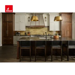 Allandcabinet thông minh tùy chỉnh chuyển tiếp Inset đóng khung trắng sơn tủ bếp thiết kế dovetail ngăn kéo tuyến tính phong cách đảo