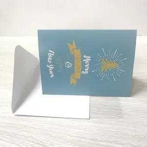 Kartu Ucapan Terima Kasih lipat kustom kartu Selamat Natal Selamat Tahun Baru untuk bisnis kecil