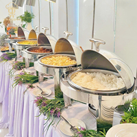 Plats de service de luxe en acier inoxydable, capacité 6L, chauffage à l'alcool, pour maintien au chaud des aliments, idéal pour hôtels, restaurants, buffets et traiteurs