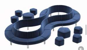 أريكة فندقية كبيرة مستديرة بظهر عالٍ وتصميم عصري مبطنة بقماش المخمل مع إطار خشبي وإسفنج، مناسبة للتأجير في الفعاليات وحفلات الزفاف - Product Image 3