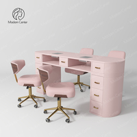 Ensemble de table et chaise de manucure double Madamcenter, luxueux, moderne, écologique et durable, avec chaise de manucuriste