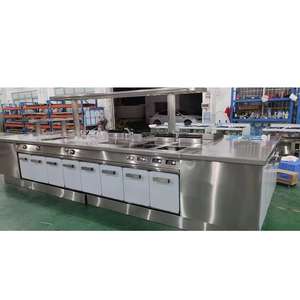 Isla de cocina comercial hecha a medida con rango y almacenamiento Equipo de cocina para restaurante - Product Image 1
