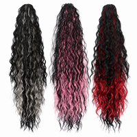 Extensions de cheveux queue de cheval à pince, ondulées, bouclées, en fibre haute température, postiche Yaki, avec élastique, volume naturel