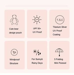 <span class=keywords><strong>Parapluie</strong></span> miniature pour femmes Sun City <span class=keywords><strong>Rose</strong></span> Golden, cadre en aluminium moderne, manuel, anti-UV, pliable en 5 sections - Product Image 2