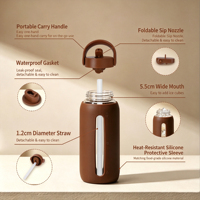 Credrink 600ml – Gobelet Isotherme Portable au Design Classique avec Échelle Graduée, Housse de Protection en Silicone Anti-brûlure et Paille pour les Voyages