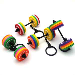 Llavero de silicona desmontable con diseño de disco de pesas y mancuerna para fitness, marca privada, para entrenador personal, diseño personalizado, OEM - Product Image 6