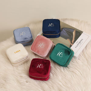 Caja de Almacenamiento de Joyas de Terciopelo Multicolor, Portátil, con Cierre, para Aretes, Collares y Anillos, con Espejo, para Viaje - Product Image 6