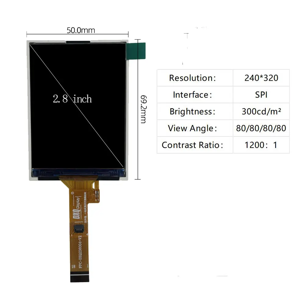 شاشة لمس من DXQ بشاشة مخصصة 0.96-32 بوصة مقاس 0.96 2.8 3.5 4.0 4.3 5 7 8 وحدة عرض Tft LCD