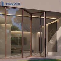 Porte patio pliante en aluminium pour bord de plage, double vitrage, résistante aux ouragans, anti-corrosion, étanche, avec joint d'étanchéité résistant aux intempéries