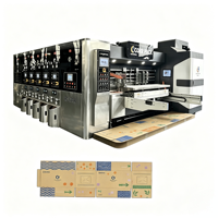 Machine d'impression flexographique, de découpe et de rainurage pour carton, imprimante flexo automatique 4 couleurs avec rainureuse intégrée