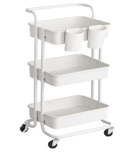 Chariot de rangement roulant à 3 niveaux avec roues Chariot utilitaire moderne en aluminium pour cuisine bureau garage salle de bain emballage de vente par correspondance - Product Image 1