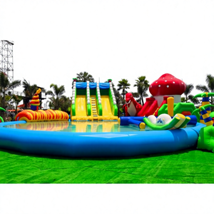 <span class=keywords><strong>Parc</strong></span> <span class=keywords><strong>aquatique</strong></span> gonflable mobile de grande taille en PVC avec toboggans gonflables, équipement de jeux aquatiques pour enfants, capacité de 500 kg - Product Image 5