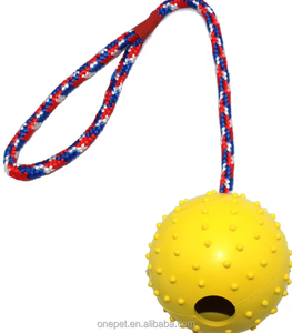 Bola berduri hewan peliharaan mainan kunyah tali tindik tidak bisa hancur interaktif anjing bermain bola karet lucu dengan tali - Product Image 6