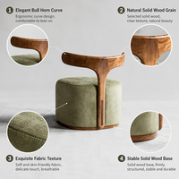 Fauteuil de loisirs scandinave design, tabouret à chaussures en bois massif avec housse en coton, mobilier moderne pour salon