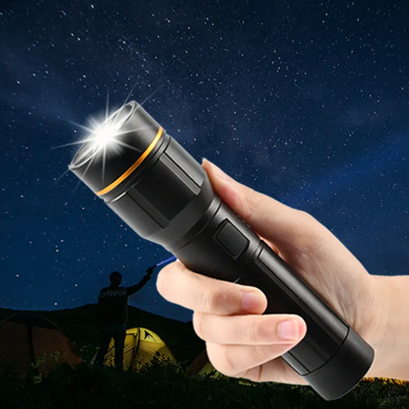 P50 USB 18650 zoom özel logo torch fenerleri yüksek lümen 100000 yüksek güç süper parlak led güçlü şarj edilebilir el feneri
