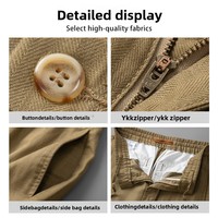 Pantalon décontracté pour homme en lyocell léger, coupe droite ample, motif arêtes de poisson, style Old Money, avec fermeture éclair mi-longue, idéal pour l'été