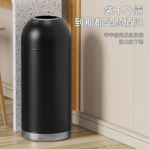 <b>Large</b> size trash can, round stainless steel, bullet shape, no lid, for milk tea shops, coffee shops, hotels, commercial use, - Product Image 5