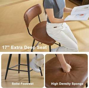 Tabourets <span class=keywords><strong>de</strong></span> <span class=keywords><strong>bar</strong></span> pivotants en similicuir rembourrés modernes nordiques avec cadre en métal pour restaurant pub - Product Image 5