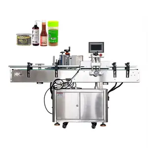 Automatic Double Side Label Pasting Printing Machine For Wine Tin Can Sticker Labeling Machine For Flat Pet Jar Round Bottle