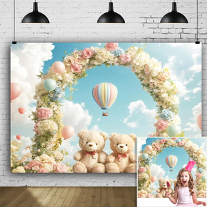 Lindos osos de peluche, globos de aire caliente Los fondos de <span class=keywords><strong>fotos</strong></span> son perfectos para fiestas de cumpleaños y decoraciones de ducha de revelación de género. - Product Image 2
