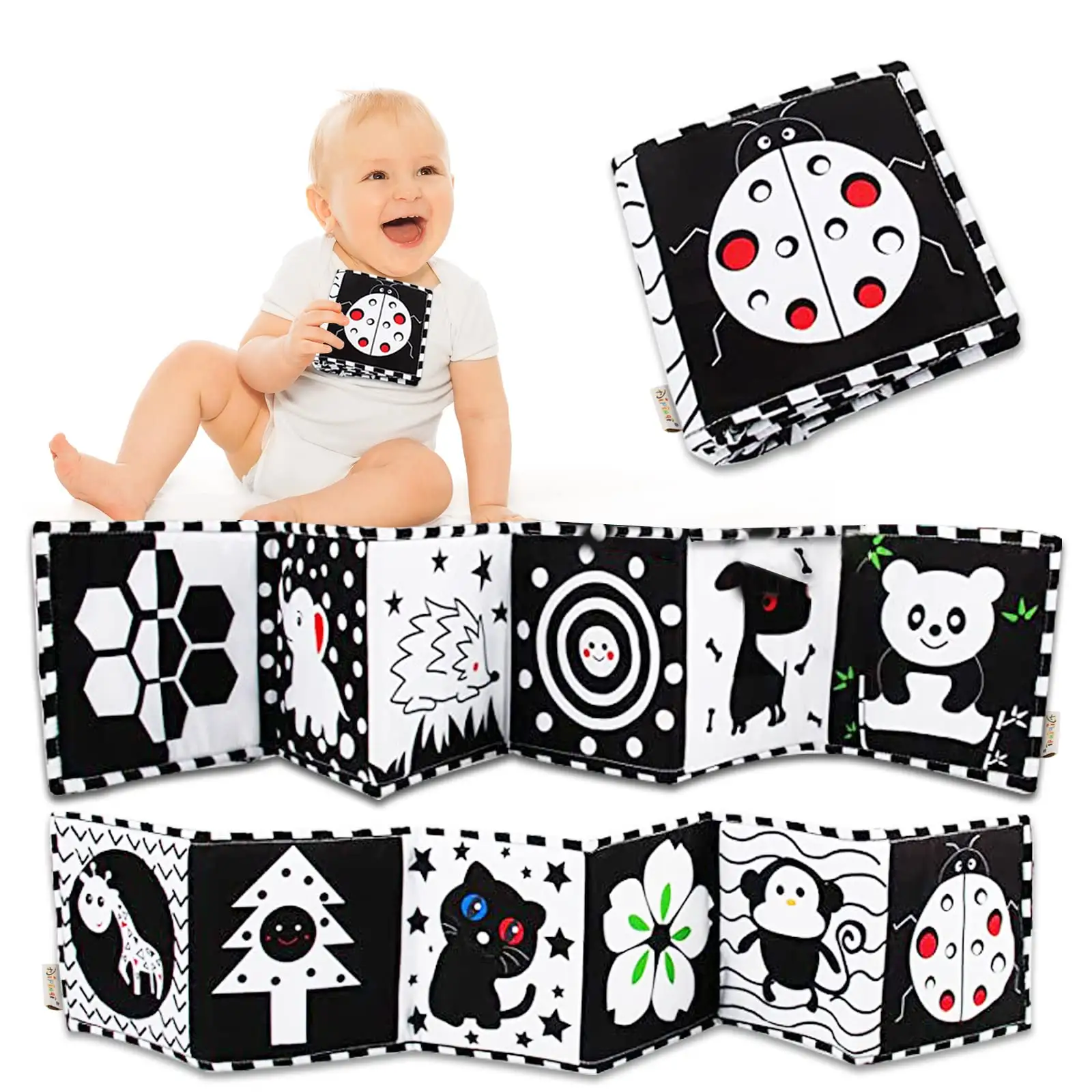 Black and White Baby Toys 0-3 Months Sensory Toys High Contrast Baby Cards Sensory Book