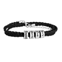 Bracelet en acier inoxydable tressé personnalisé avec nom et date, bracelet pour homme, bijoux inspirants, cadeau motivant pour homme